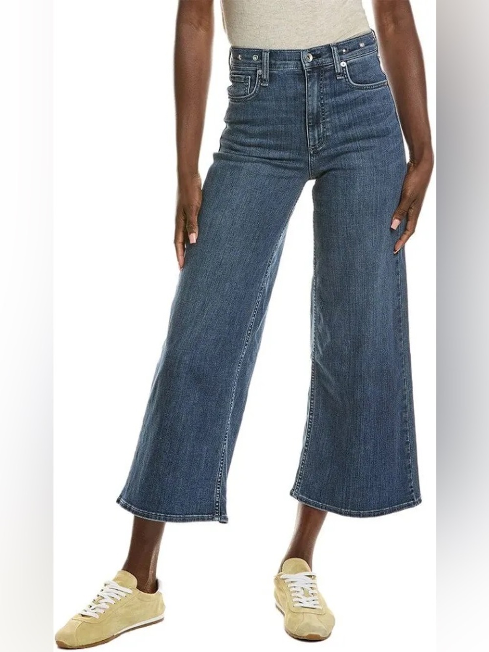 Rag & Bone Serena High Rise Crop Wide Leg Jeans in Med Wash, Size 26